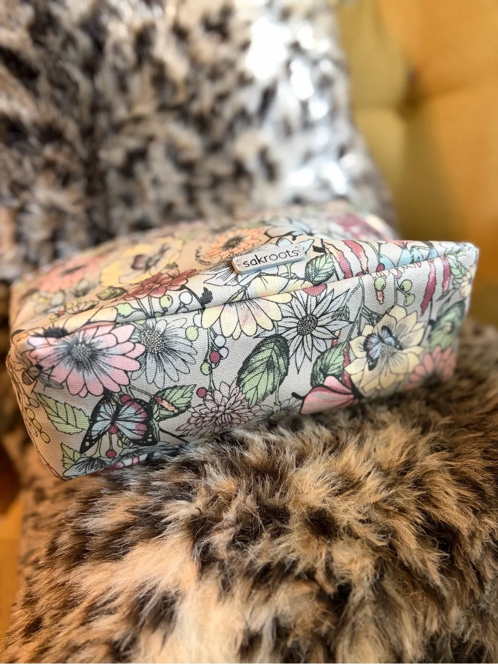 Sakroots Floral Canvas Cosmetic Bag in Beige, Pink, Yellow, Blue, Green #1262